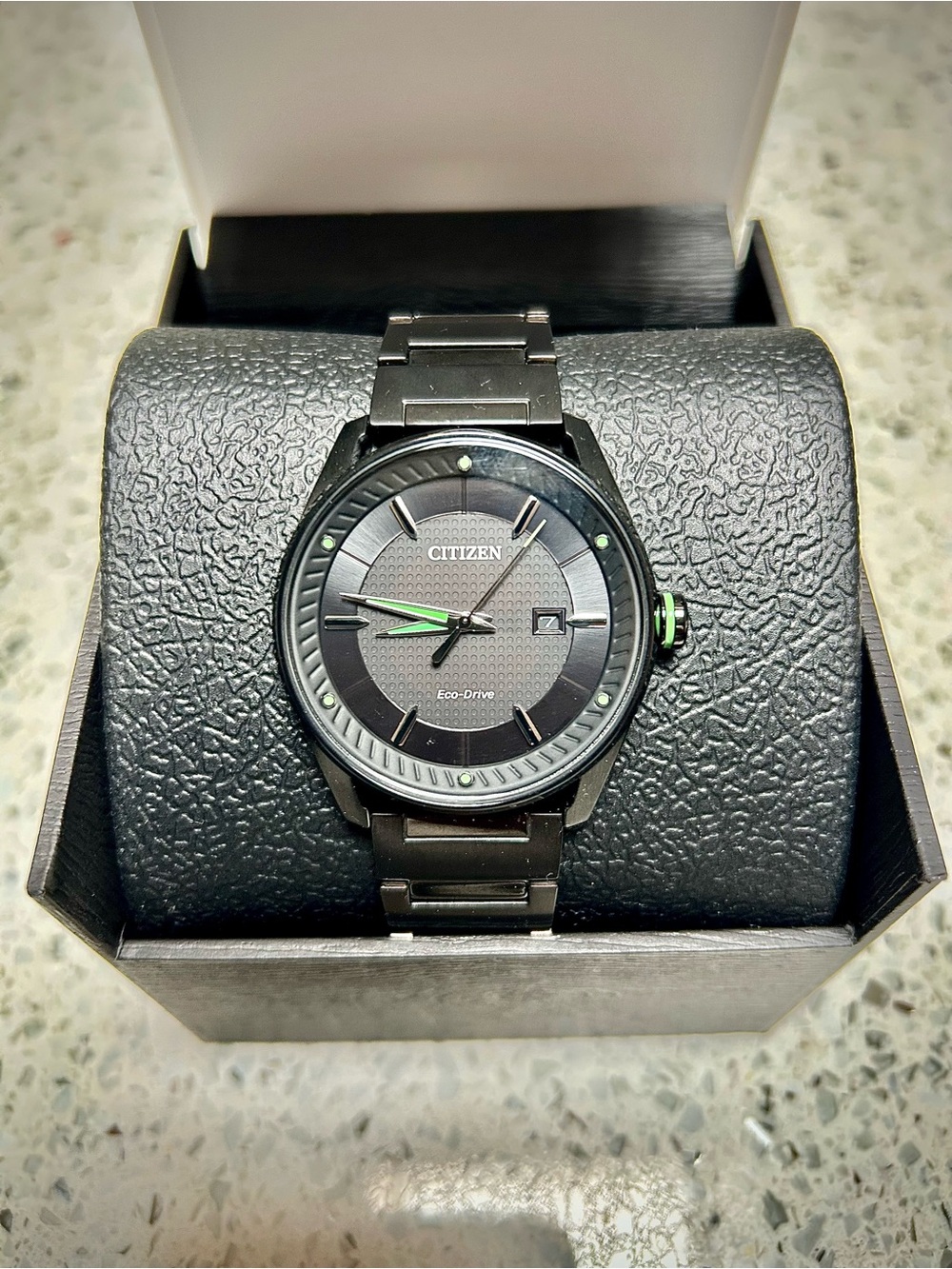 Citizen Men's black stainless steel 42mm Eco drive
